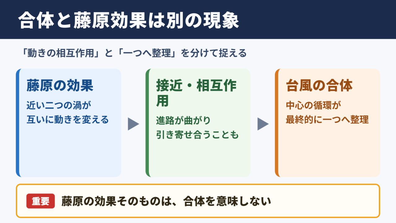 台風の合体と藤原の効果の結論